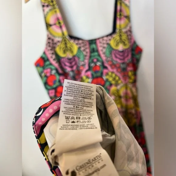 Boden Square Neck Cotton Midi Dress in Vibrant Folk Floral Print - Picture 13 of 15